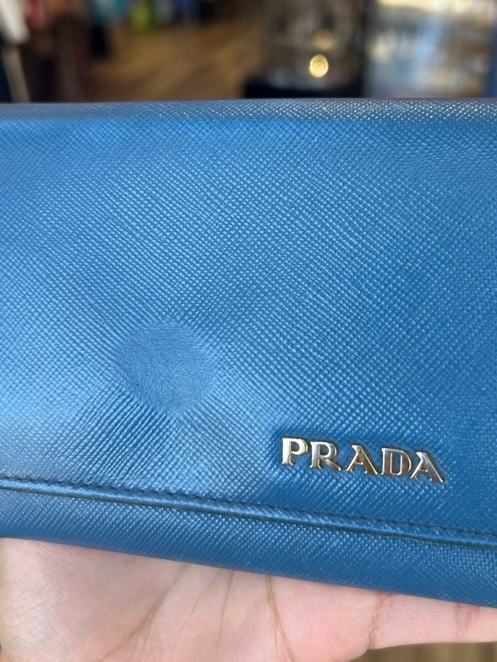 Prada Wallet Saffiano Double in Cobalt